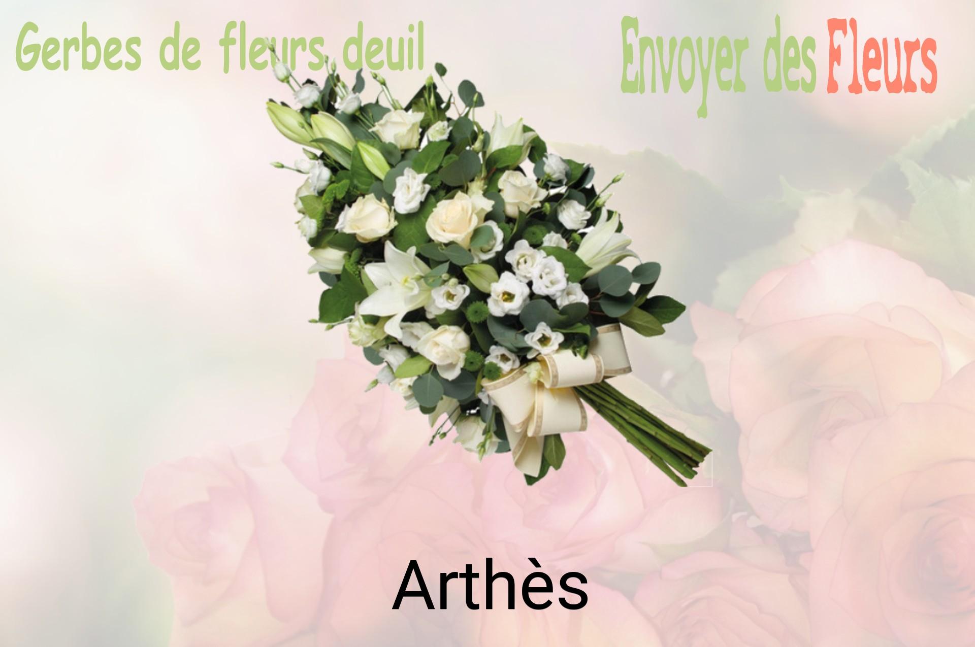 Gerbe de fleurs de deuil livrée à Arthès